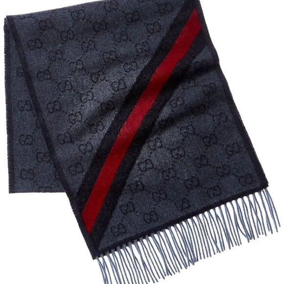 Gucci Wool Angora GG Web New Nikky Scarf - Picture 2 of 6
